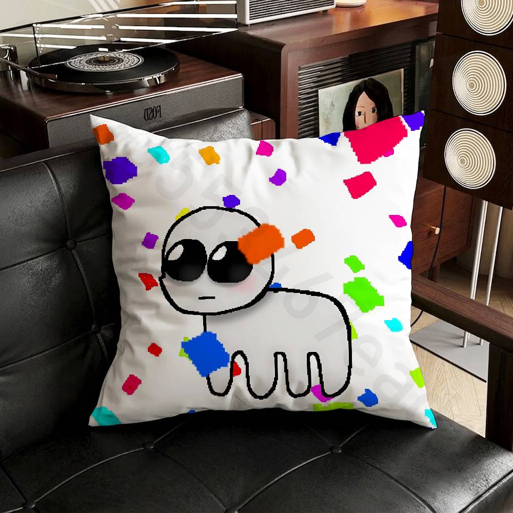 TBH Autism Creature Yippies Pillow Case Square DoubleSided Printing Short Plush Sofa Cushion Cover Bedroom Bedside Pillow