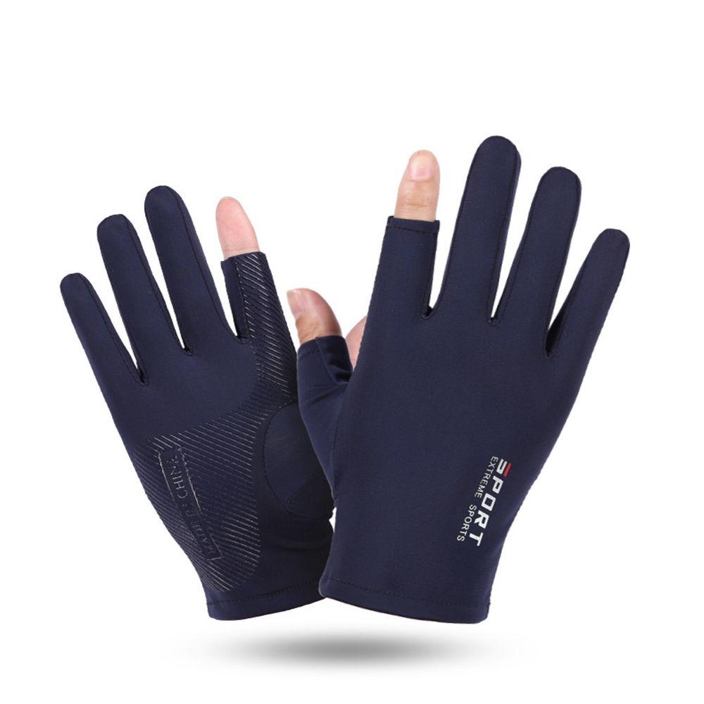 Цветные перчатки для защиты от солнца, перчатки для вождения с открытыми пальцами, перчатки из ледяного шелка, мужские эластичные перчатки, нескользящие варежки