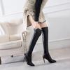 European and American Sexy Long Boots Tall Women's Boots Pointed Tip Thin Heel Elastic Boots Thin Legs Super High Heel Leather Boots Knee Boots