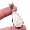 Natural Golden Rutile Gemstone 925 Solid Sterling Silver Jewelry Pendant 2" m5A89