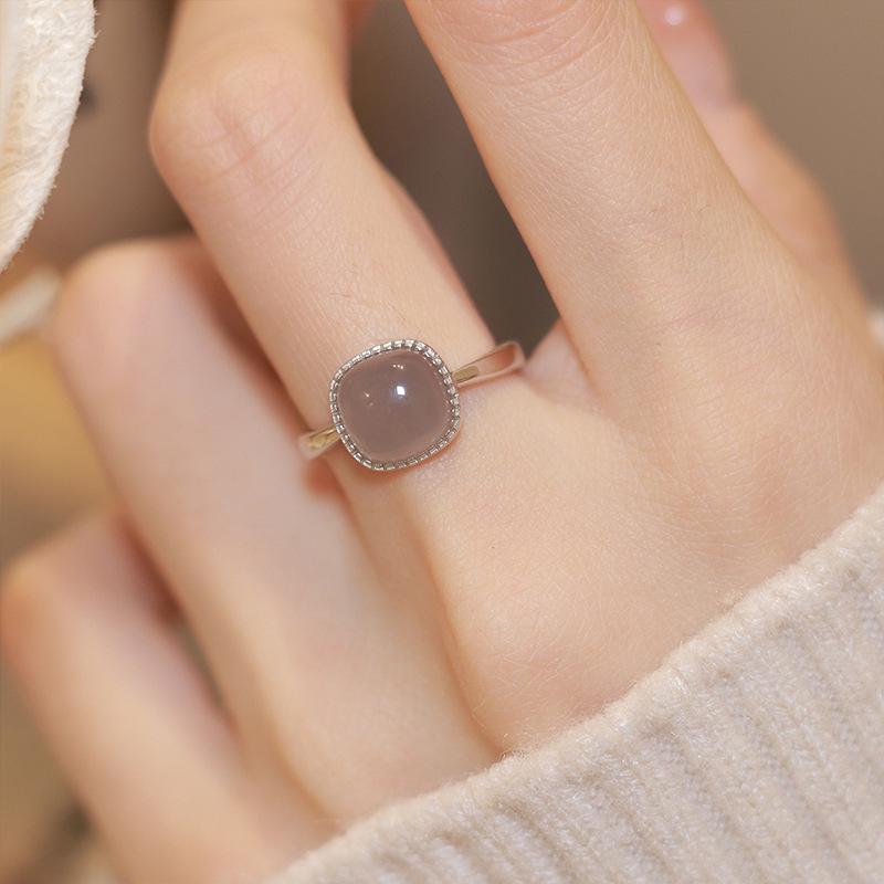 Кольцо для женщин Hetian Jade Square - Фиолетовый старинный стиль Кольцо для отказа от курения