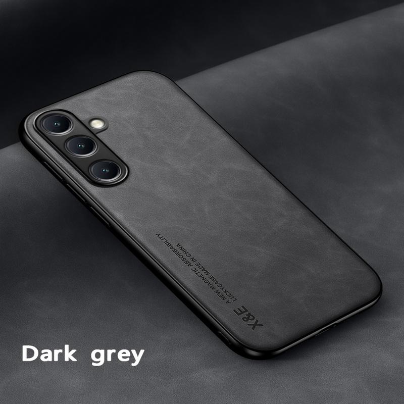 Solid Color Lambskin Leather Slim Case For Samsung S25 Ultra S24 FE S23 A56 A36 A55 A16 A54 A35 A15 Soft Shockproof for MagSafe Magnetic Phone Cover