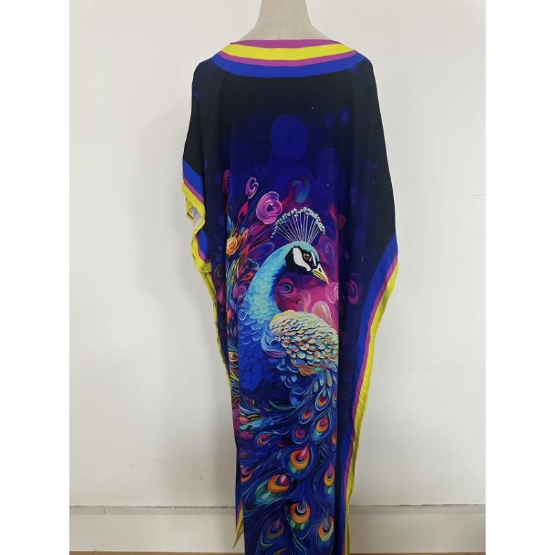 Плюс Размер Женщин Новый Принт Пляжный Свободный Праздничный Платье Бикини Накидка