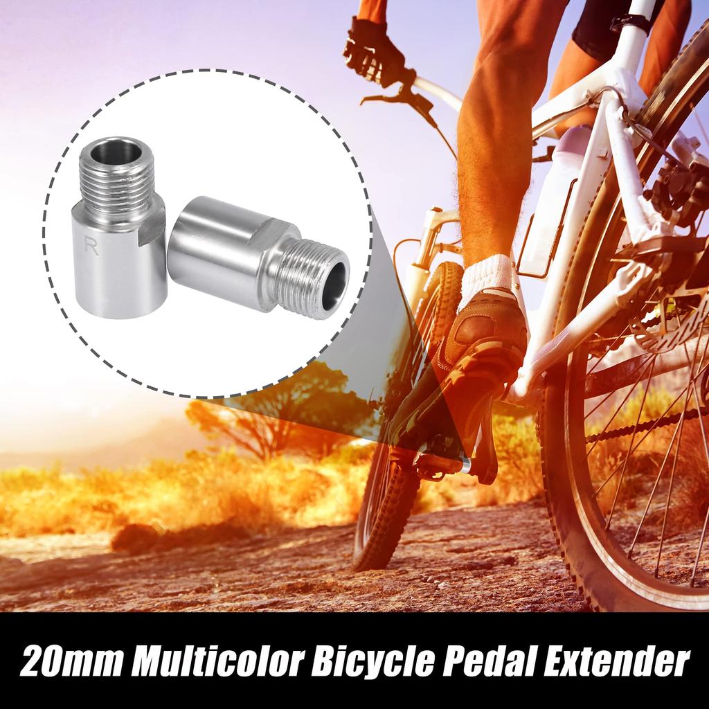 X AUTOHAUX Адаптер-удлинитель педали для велосипеда Удлиненная проставка для педалей слева и справа с резьбой 14 мм для педального велосипеда MTB BMX Road Street Bicycle Silver Tone