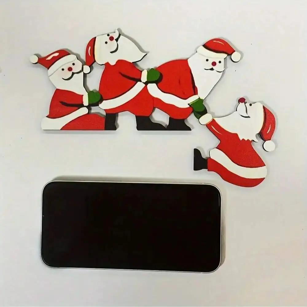 Christmas1pcs Christmas Door Frame Decoration - Funny Santa Claus and Elk Wooden Pendant Suitable For Doors, Walls, and Windows