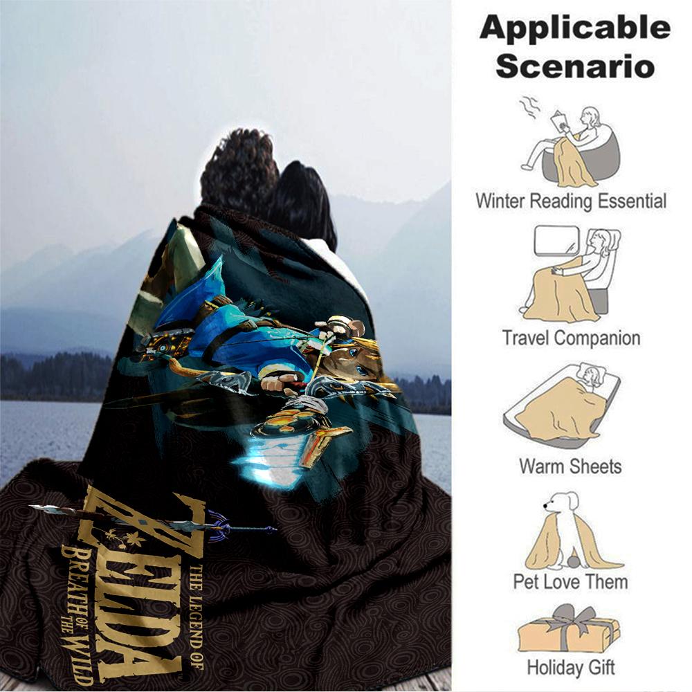 Zelda Breath Wild Adventure Blanket Soft Throw Blanket For Home Bedroom Bed Sofa Travel Office Solid Christmas Blanket