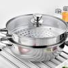 Fish/Soup/Hot Pot Stainless Steel Steamer Tempered Glass Lid Stainless Steel Steaming Cookware Double Handle Save Space