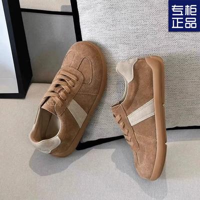 2024 осень новые немецкие тренировочные туфли ретро на плоской подошве повседневная спортивная женская обувь универсальная модная маленькая белая обувь на шнуровке женская обувь