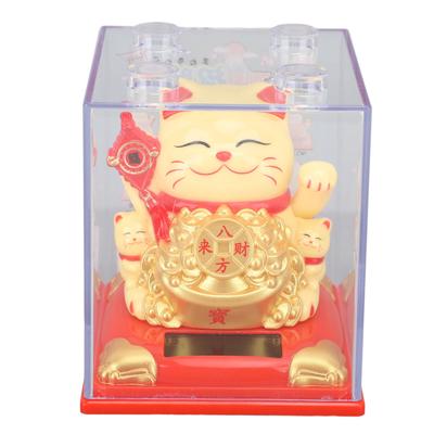 Lucky Cat Яркое выражение Пластиковый Милый солнечный кот удачи с махающей рукой для украшения подарка