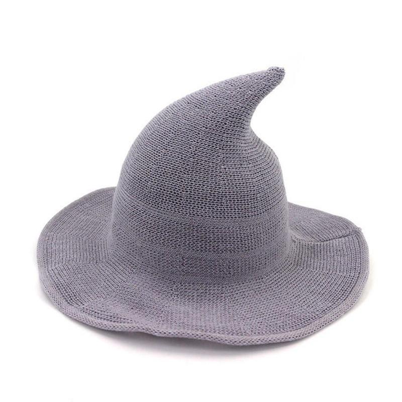 Modern Witch Hat Knitting Hat Masquerade Adult Kids Halloween Witch Hats Cosplay Costume Hat Halloween Accessories Horror Party Fancy Dress Decor