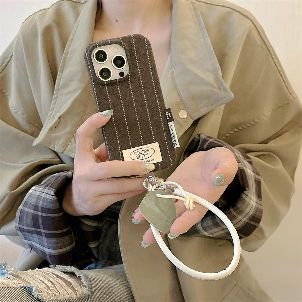 Корея ISN простой полосатый плюшевый чехол для телефона для iPhone 17 16 Pro 15 14 Pro Max 13 Чехол с ремешком Модная защита Funda Case