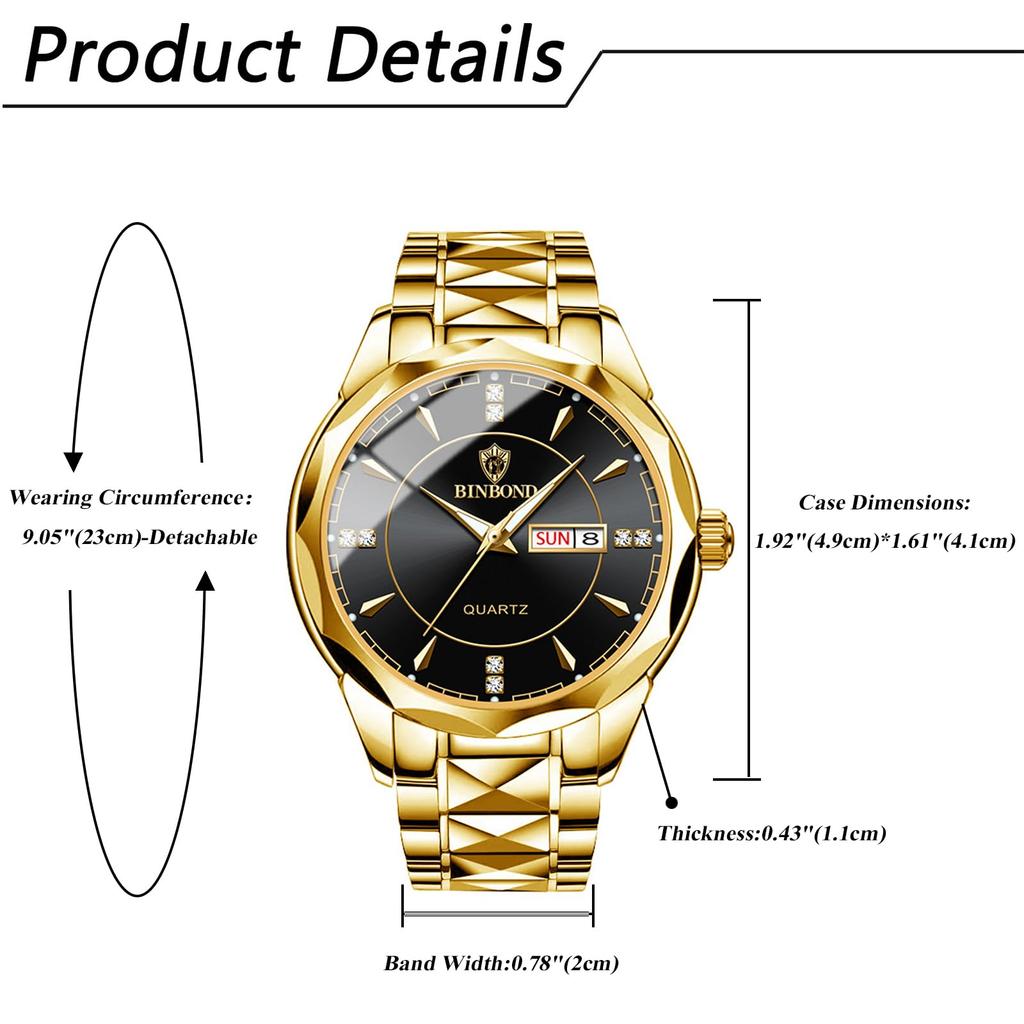 Calendar 3ATM Waterproof Luminous Analog Display Stainless Steel Stylish Pair Watch Pair Watch Quartz Leisure Business Couple Fashion Accessories