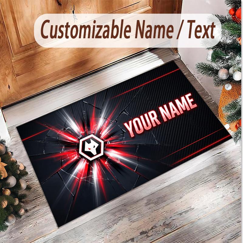 Personalized Crystal Velvet Carpet Wolverhampton Wanderers Football Pattern Non Slip Floor Rug
