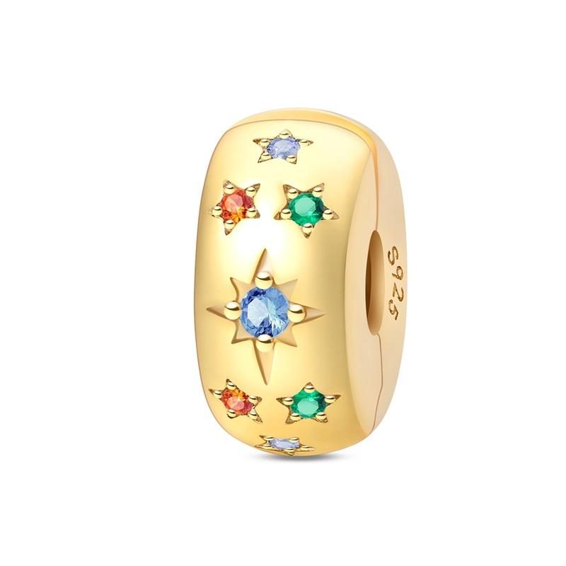 Original 925 Silver Gold DIY Charms Beads with Zirconium Sun Leopard Pendants for Bracelet Jewelry Making