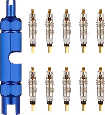 10 Bicycle French Valve Cores + 1 Valve Core Removal Tool (for Bicycle Repair and Replacement)