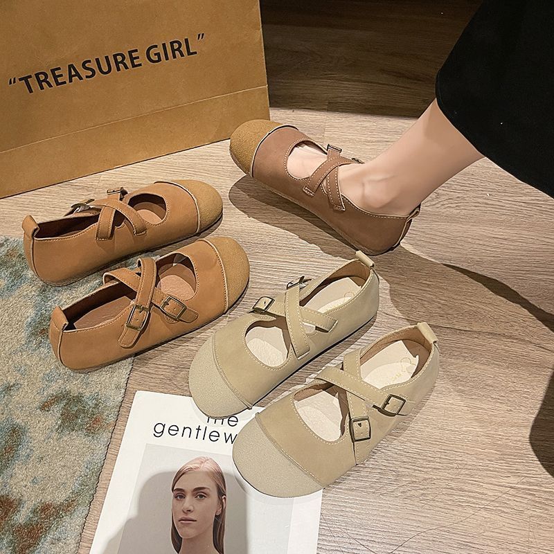 Модная осенняя женская обувь на плоской подошве, повседневные туфли Мэри Джейн, мягкая подошва, перекрестная пряжка, удобная обувь, женские мюли, смешанный заказ