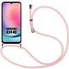 Soft Protective Case for Samsung Galaxy A24 - BOOLING - Reinforced Transparent - With Pink Lanyard