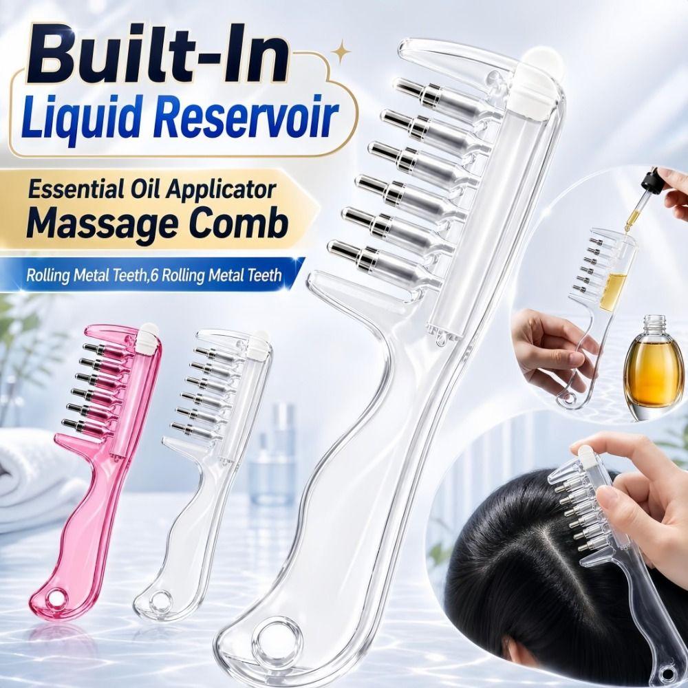 6-Tooth Essential Oil Applicator Massage Comb Liquid Guiding Scalp Massager Comb Hair Care Tool