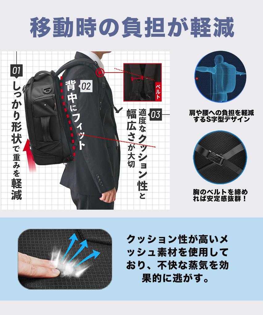 Business Large Water Repellent Business Business Mountain Multifunctional 4WAY Travel Bag [Andris] Backpack, Men's, Capacity, 40L, Commuting,