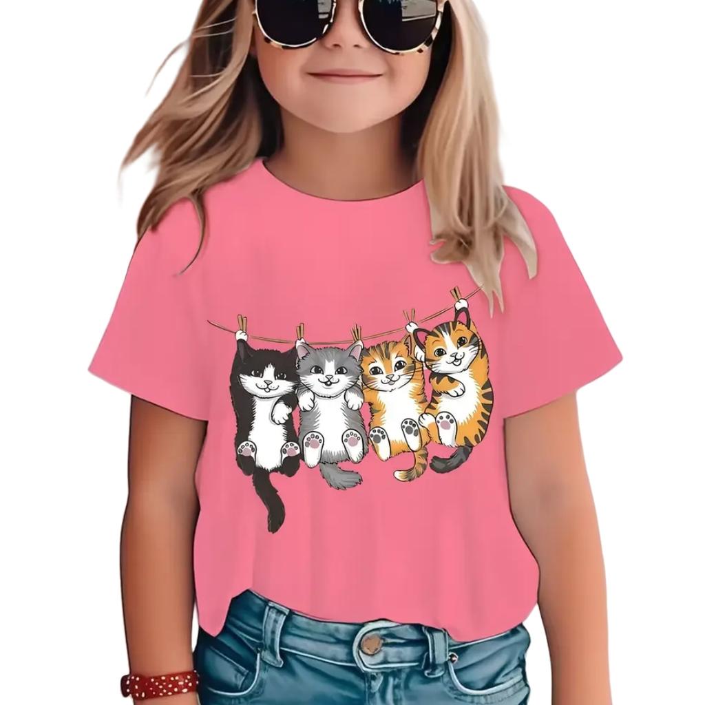 T-Shirt for Girls Cartoon Tops Short Sleeve Top Girls Clothes Boys Tshirt Tees Fashion Kawaii Children T-Shirt