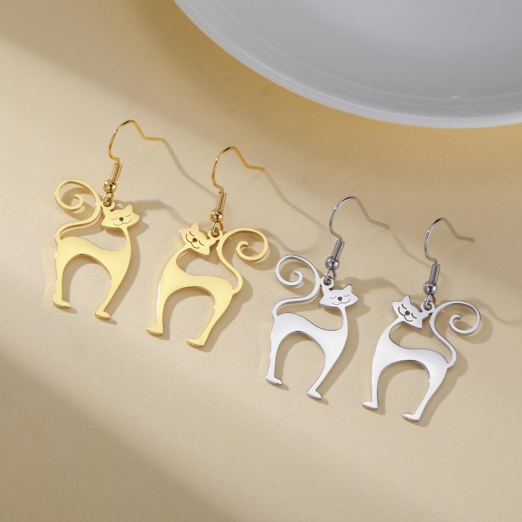 Серьги-подвески Unift Sassy Kitten Cat Charms для женщин, девушек, из нержавеющей стали, с милым цирконом, для пирсинга ушей, подарок для любителей домашних животных