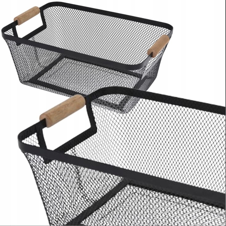 Storage Basket 30.5x21.5 x14cm Metal with Wooden Handle