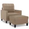 VidaXL Armchair with Footrest Cappuccino 60 Cm Faux Leather, Sofa, Armchair, TV Armchair, Single Sofa, Seat, Sofa 3201013