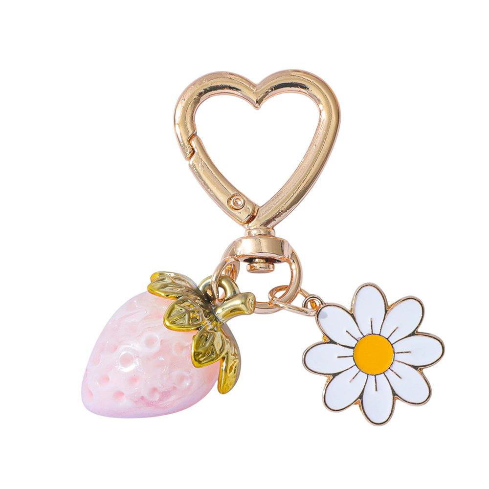 Cute Strawberry Keychain,Bag Charms,Kawaii Heart Flower Key chains Accessories Decor for Girls Purse Gifts