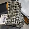 Women's Winter Houndstooth Cashmere-Feel Scarf: Thick, Korean Style with Tassels