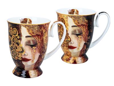 Carmani, 2 Porcelain Mugs In a Heart-shaped Packaging - Gustav Klimt/Golden Tears