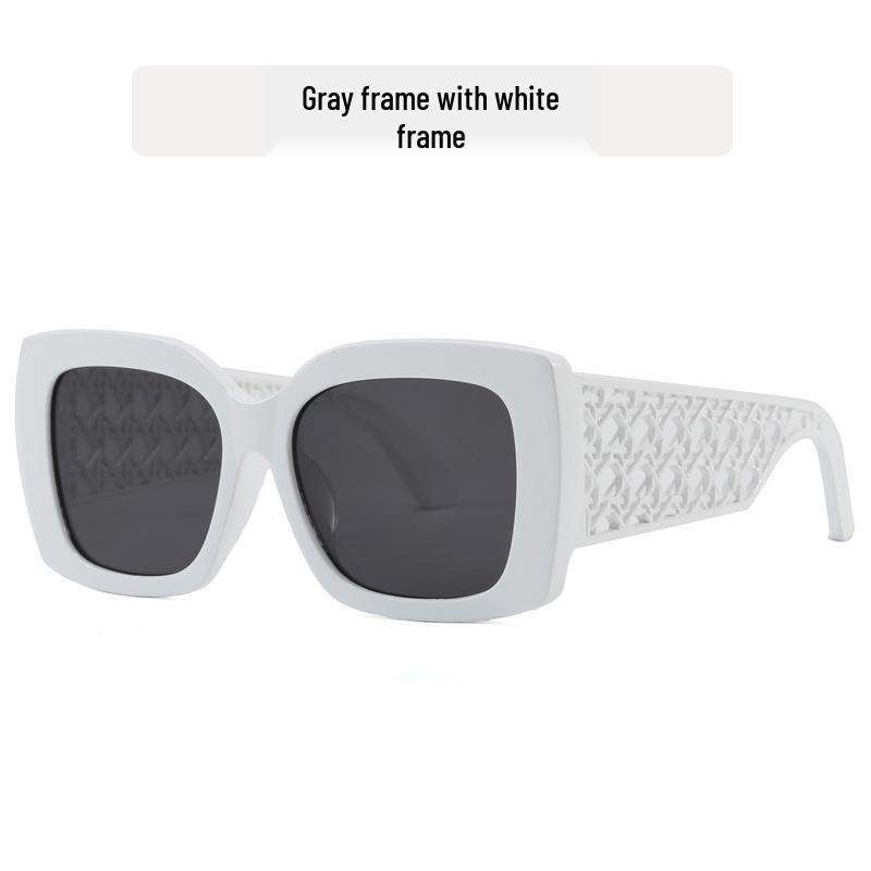 Large Frame Women's Avant-Garde Square Sunglasses with Printed Legs - Trendy Fashion