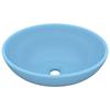 VidaXL Lavabo Ovale de Luxe Vasque à Poser de Toilette Lave-mains de Salle de Bain Cuisine Maison Intérieur Bleu Clair Mat 146923