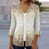 Women's Shirt Blouse Outerwear Print 3/4 Length Sleeve Casual Holiday Basic Button Tops