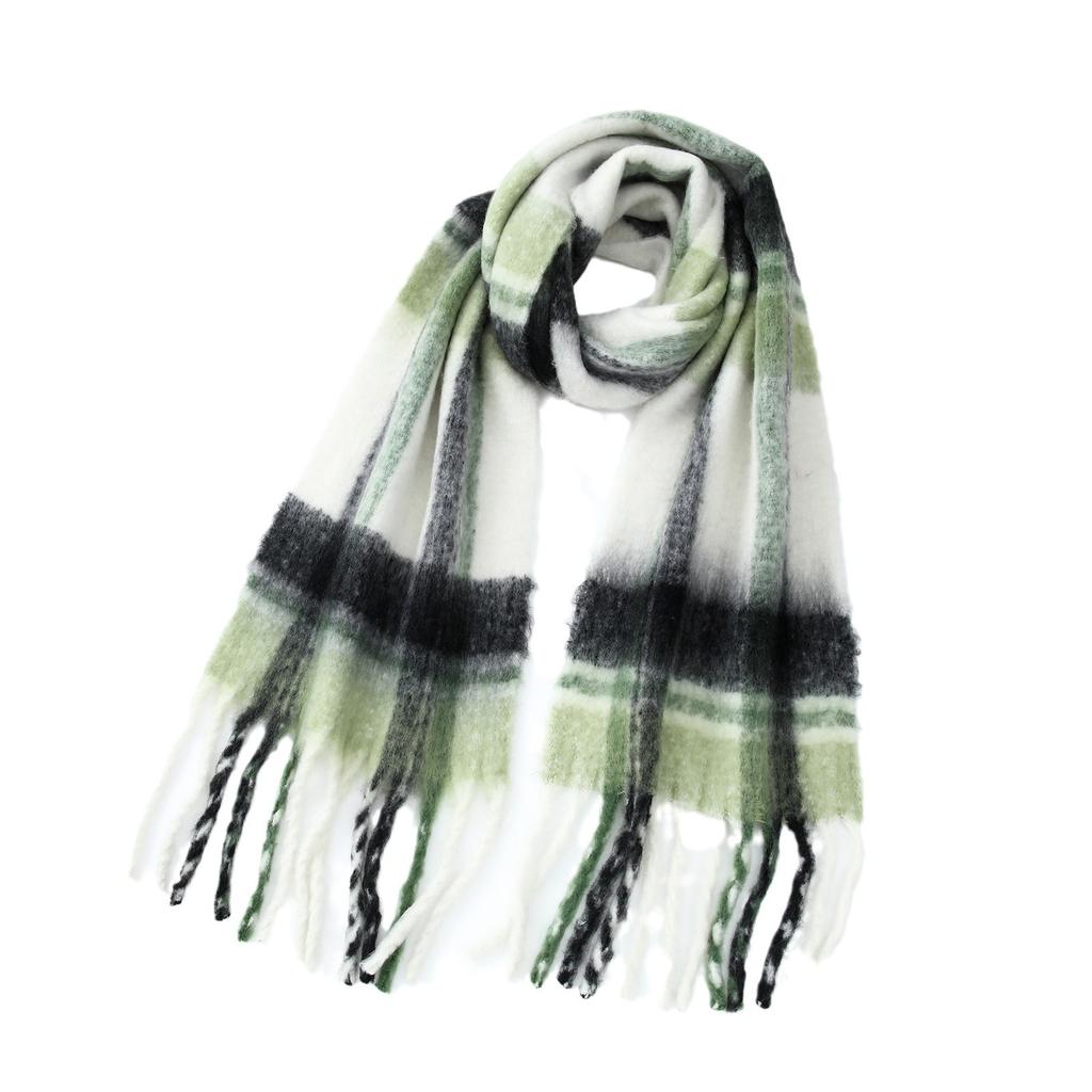 Tonglu Homemade Mohair Imitation Cashmere Plaid Scarf Women's Autumn and Winter New Warm Thickened Scarf Shawl