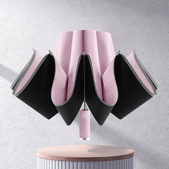 Rain Umbrella Wind-resistant Aluminum Alloy Bracket Outdoor Sun Rain Reverse Folding Umbrella for Going Out