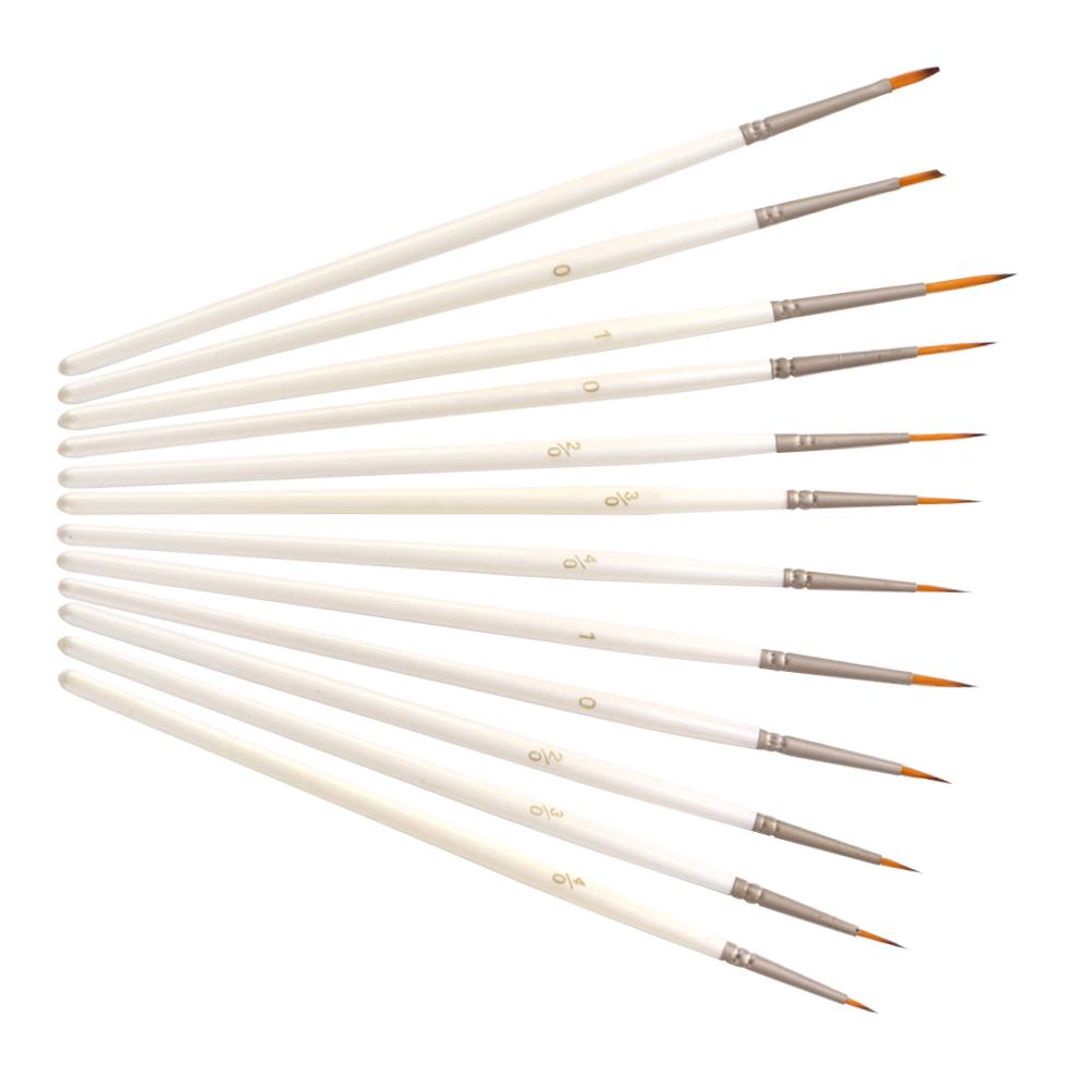 Detail Paint Brush Set Miniature Nylon Hair Paintbrushes for Fine Detailing Acrylic/ Watercolor/ Gouache/ Pigment/ Oil Art Painting 12Pcs/ Set