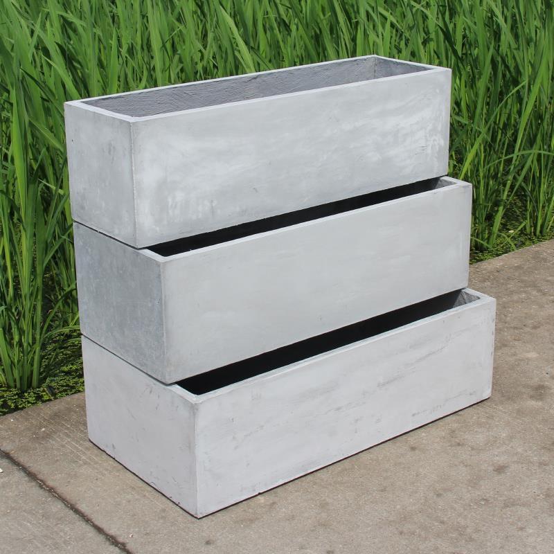 2026 Customized Large Rectangular Planter Outdoor Garden Flower Pots Rectangular cement flower box Durable flower pot