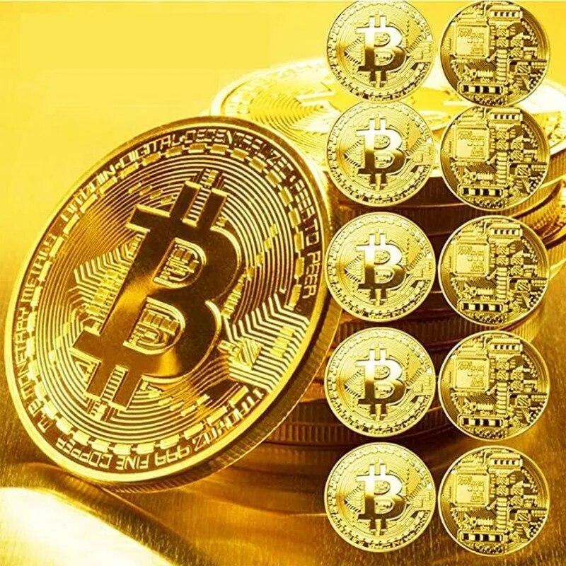 Позолоченная монета Bitcoin, коллекционная художественная коллекция, подарок, физическая памятная монета Casascius, антикварная имитация, С днем рождения