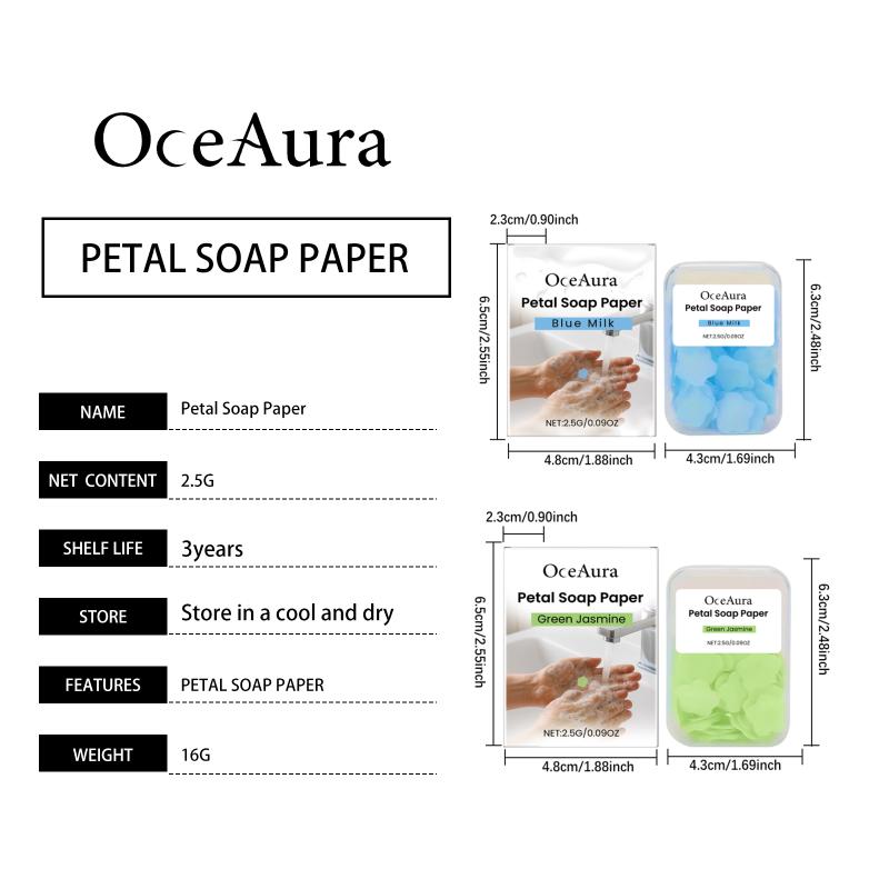 Oceaura Ароматные Лепестки Цветов Мыло-Листочки Для Рук Мягкое Очищение Увлажнение Портативная Бумажная Мыльница Для Мытья Рук В Дороге