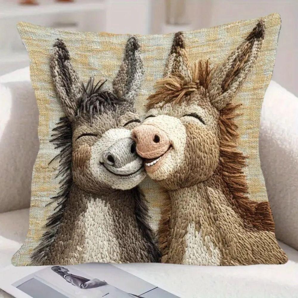 45x45 Donkey Pillowcase Cartoon Donkey Plush Pillow Case Cute Cushion Cover  Home Decor
