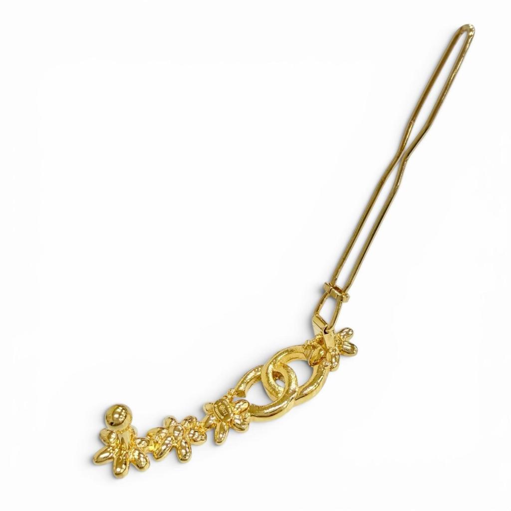 Used Excellent condition CHANEL Coco Mark Flower Rhinestone Barrette Hair Clip Hairpin Hair Accessory Gold With Box