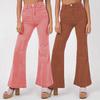 Women's Corduroy Micro Flared Pants Street Style Fashion Female High Waisted Straight Wide Leg Trousers