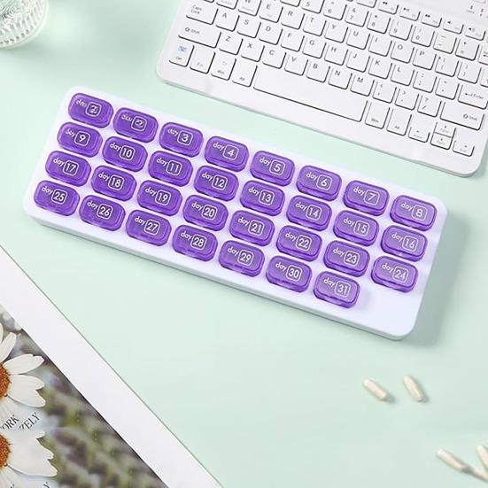Monthly Pill Organizer with Removable Pocket-Sized Storage Box Snap Lid Storage Case for Daily