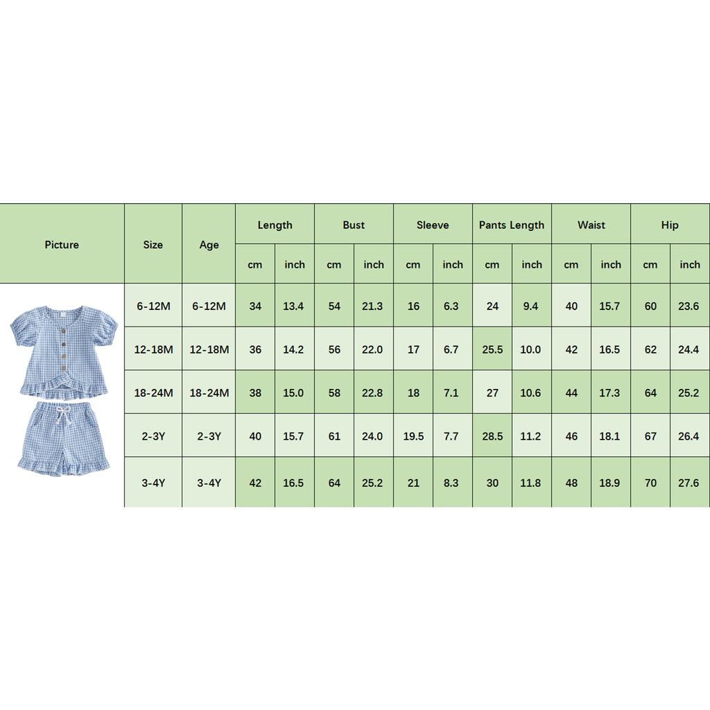 Toddler Girl Summer Outfits Plaid Ruffles Hem Buttons Crew Neck Short Sleeve Tops Elastic Waist Shorts 2Pcs Clothes Set