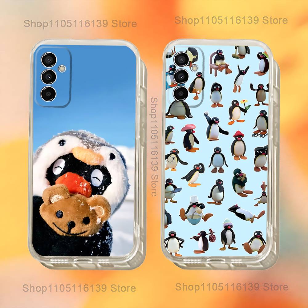 Happy P-Pingu Penguin Phone Case For Samsung S24,30,21,22,23,20 FE,lite,PIus,Ultra,5G,Note,9,10 Transparent Cover
