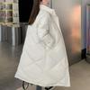 Модные пуховые пальто больших размеров для женщин 2022 года, зимние пуховые пальто в корейском стиле с воротником-стойкой, повседневные однотонные длинные парки, женские молнии, дизайн, шикарный дизайн