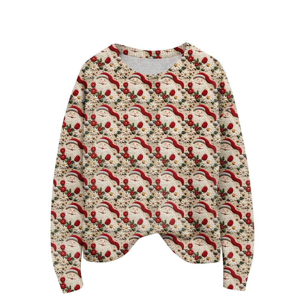 Женский рождественский свитер Милый забавный рождественский свитер Осень и зима Свитер с длинным рукавом вязаный