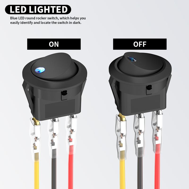 DaierTek 4PCS круглый кулисный переключатель 12 В 20 А круглый тумблерный переключатель 12 В постоянного тока с подсветкой 3-контактный 2-позиционный SPST переключатель для автомобильной лодки