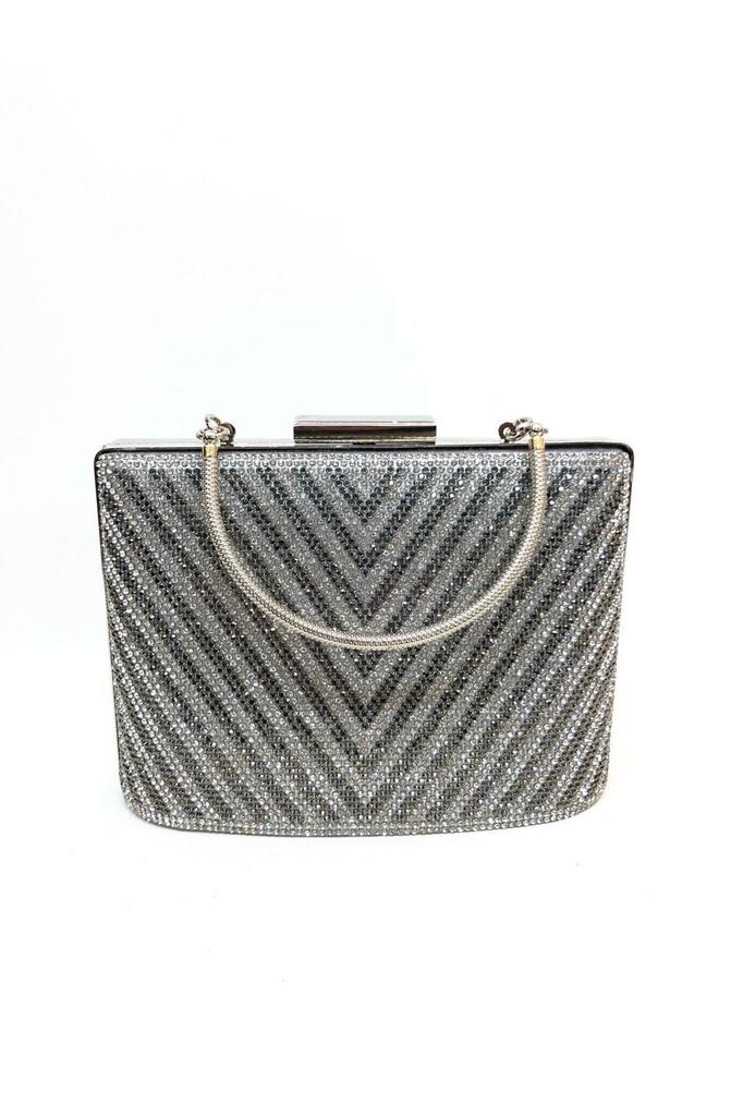 Women's Stylish and Useful Evening Dress Bag Women's Silver Triangle Patterned Evening Bag