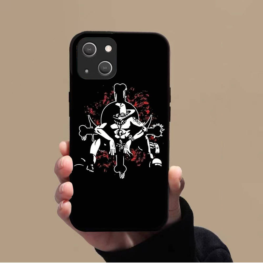 KK-38 One Piece Ace Soft Black Case for iPhone XR 14 15 11 12 13 6 7 8 X XS Pro Max Samsung S22 S23 S21 S24 FE Ultra S8 Plus